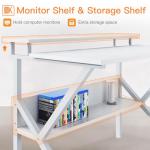 ODK Small Computer Desk, 27.5 inch Desk for Small Spaces with Storage, Compact Table with Monitor & Storage Shelves for Home Office, Modern Style Laptop Desk, Pure White