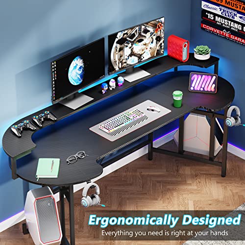 Tribesigns 75" LED Gaming Desk with Monitor Shelf