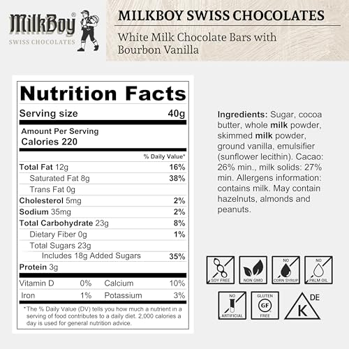 Milkboy Swiss Premium White Chocolate Bar 3.5 oz
