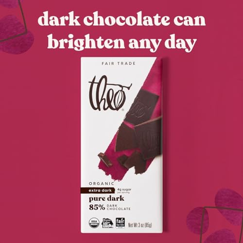 Theo Organic Dark Chocolate Bar 85% Cacao Pack