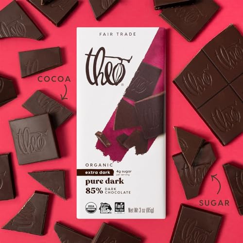 Theo Organic Dark Chocolate Bar 85% Cacao Pack