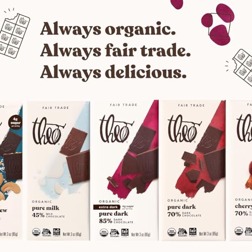 Theo Organic Dark Chocolate Bar 85% Cacao Pack