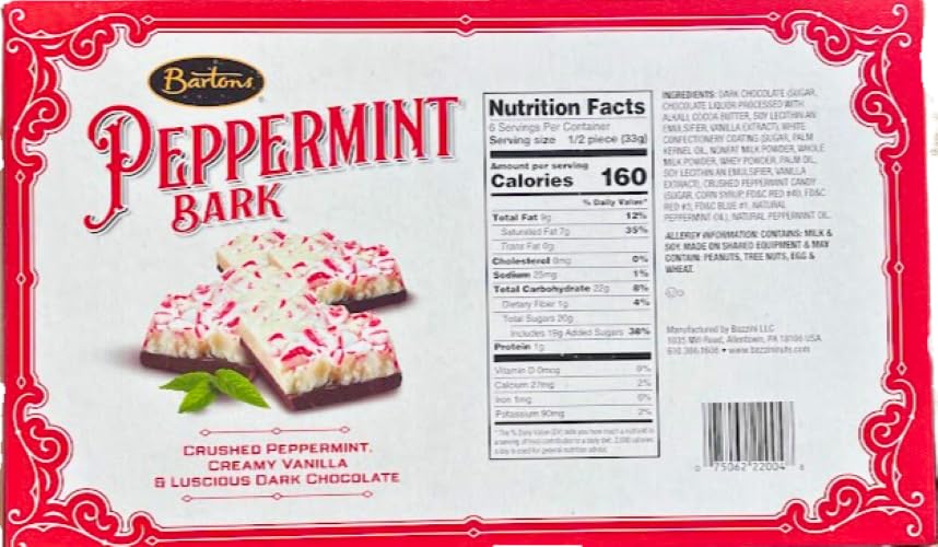 Bartons Creamy Vanilla Dark Chocolate Peppermint Bark