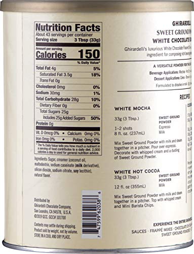 Ghirardelli Sweet Ground White Chocolate Powder, 3.12 lbs