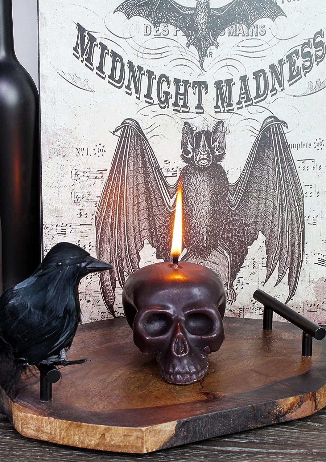 Large Skull Candles (2-Pack, Black); Decorative Themed Candles