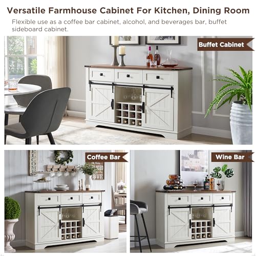 Farmhouse Wine Bar Cabinet with Sliding Barn Door