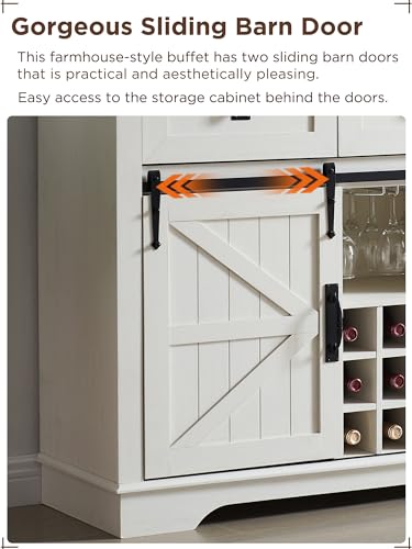 Farmhouse Wine Bar Cabinet with Sliding Barn Door