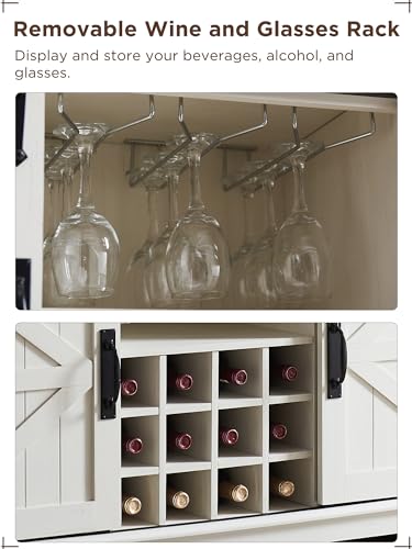 Farmhouse Wine Bar Cabinet with Sliding Barn Door