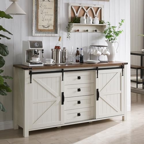 Farmhouse Sideboard Buffet Cabinet with Barn Doors