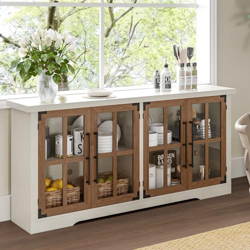 Stylish 63" White Buffet Sideboard Cabinet