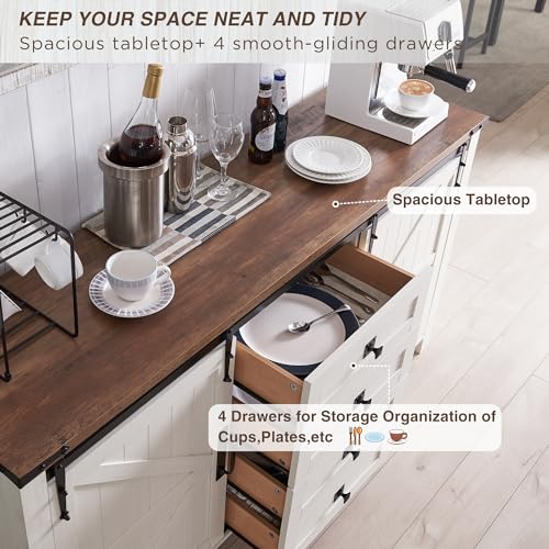 Farmhouse Sideboard Buffet Cabinet with Barn Doors