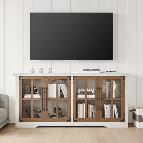 Stylish 63" White Buffet Sideboard Cabinet