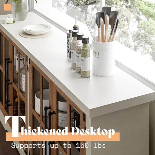 Stylish 63" White Buffet Sideboard Cabinet