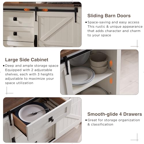 Farmhouse Sideboard Buffet Cabinet with Barn Doors