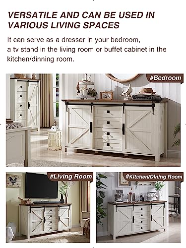 Farmhouse Sideboard Buffet Cabinet with Barn Doors
