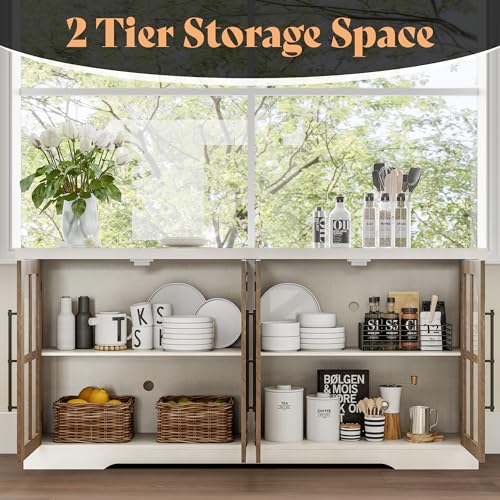 Stylish 63" White Buffet Sideboard Cabinet