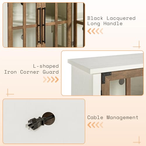 Stylish 63" White Buffet Sideboard Cabinet