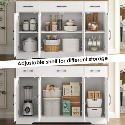 Modern Farmhouse Buffet Cabinet with Drawers and Shelves
