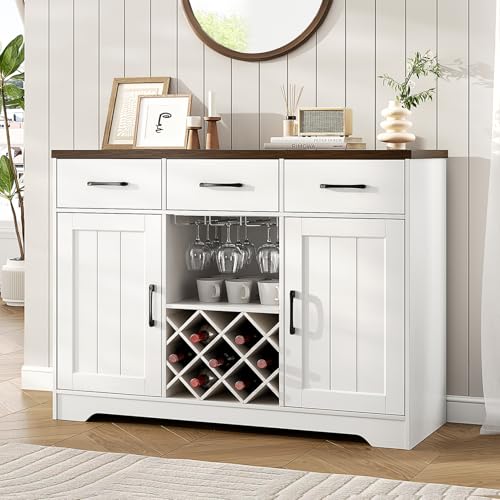 Farmhouse Coffee Bar Cabinet with Storage & Drawers