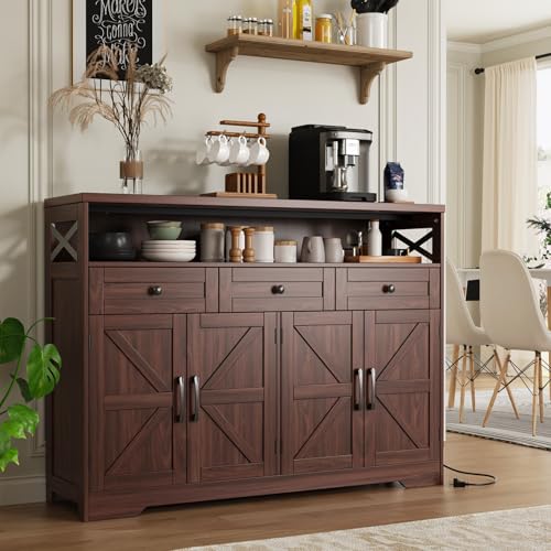 51" Dark Brown Farmhouse Buffet Sideboard Cabinet