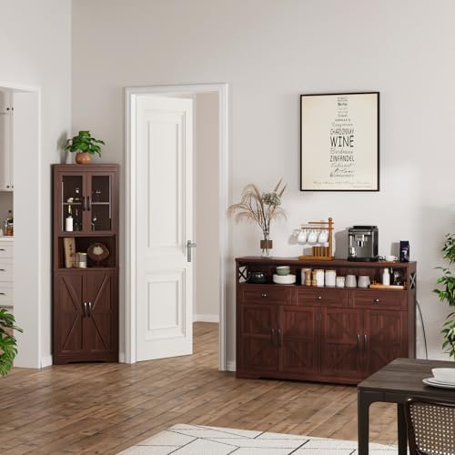 51" Dark Brown Farmhouse Buffet Sideboard Cabinet