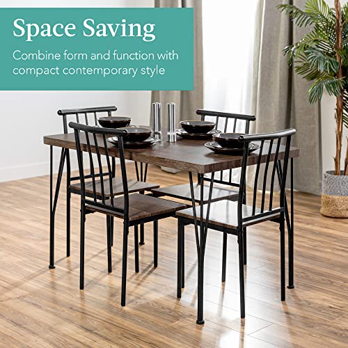 Modern 5-Piece Metal and Wood Dining Set