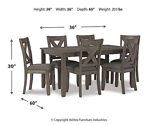Caitbrook Rustic 7-Piece Dining Set in Gray