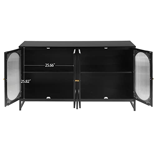 FOKWE Modern Glass Door Accent Sideboard Cabinet