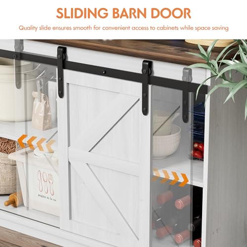 Farmhouse Sideboard Buffet Cabinet with Barn Doors