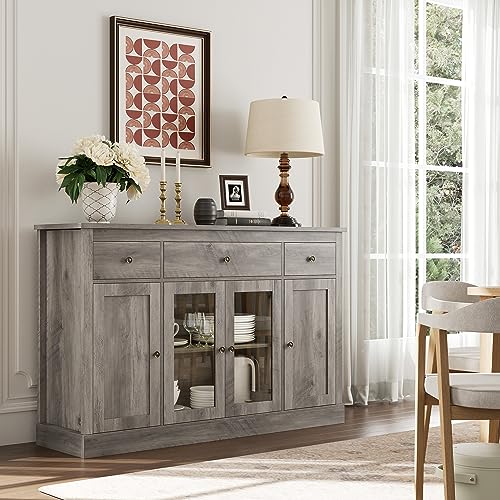 Modern Farmhouse Ash Grey Buffet Storage Cabinet