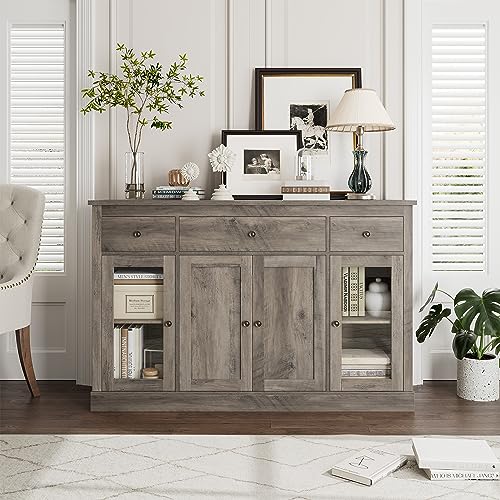 Modern Farmhouse Ash Grey Buffet Storage Cabinet