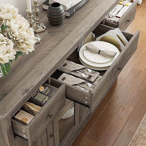 Modern Farmhouse Ash Grey Buffet Storage Cabinet
