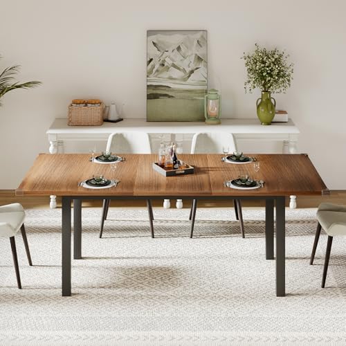 Walnut Extendable 63" Modern Farmhouse Dining Table