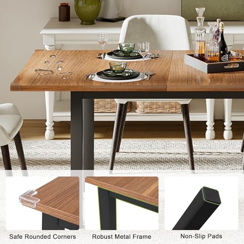 Walnut Extendable 63" Modern Farmhouse Dining Table