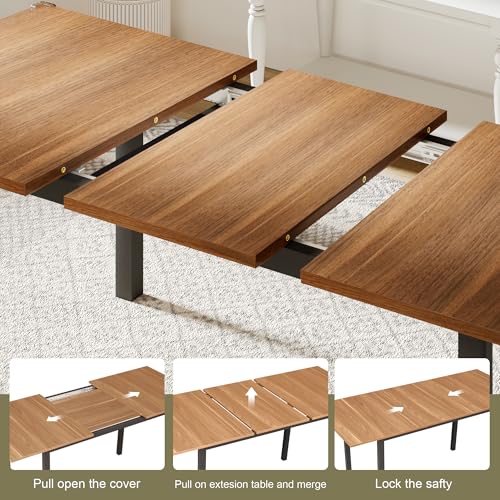 Walnut Extendable 63" Modern Farmhouse Dining Table