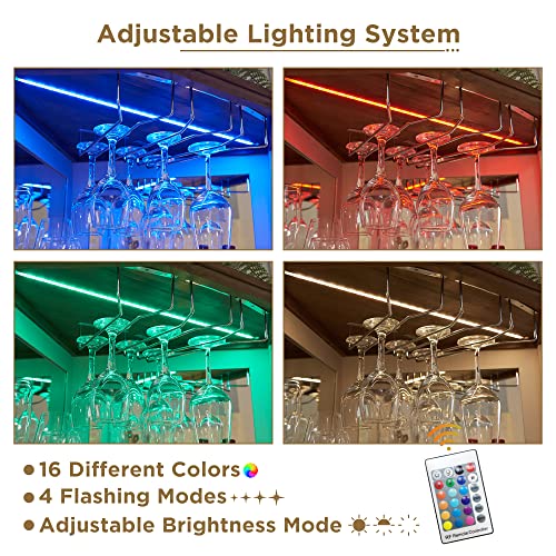 Farmhouse Corner Bar Cabinet with LED Light