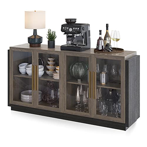 Modern Wood and Glass Sideboard Buffet Cabinet