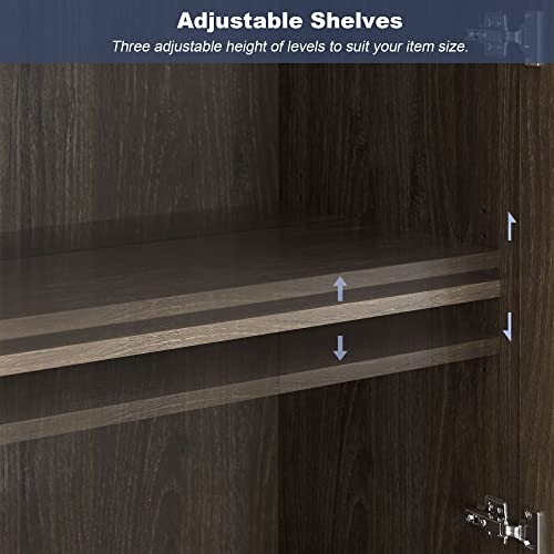 Modern Wood and Glass Sideboard Buffet Cabinet