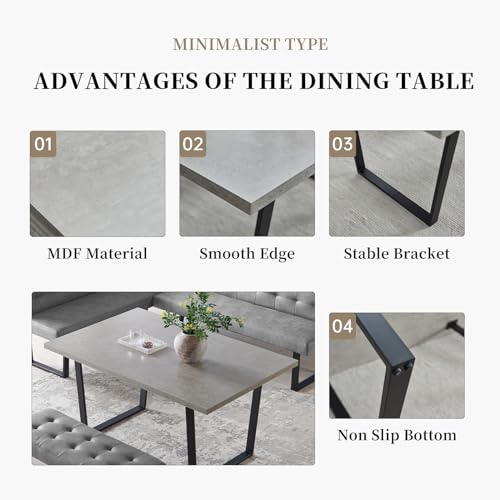 Modern 3-Piece Dining Set with Gray Bench