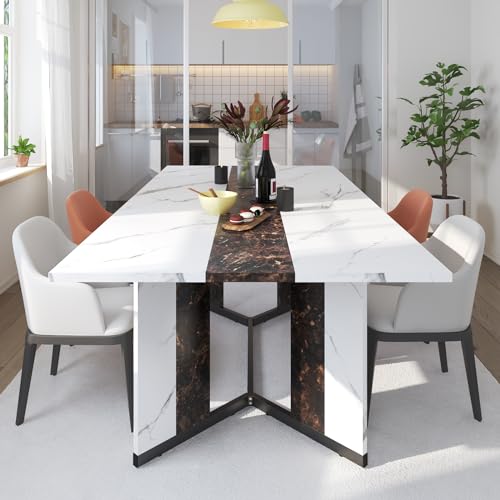 Luxurious 71" White Rectangular Dining Table for 8
