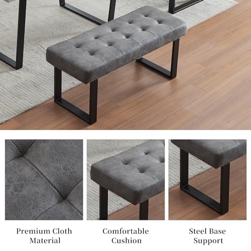 Modern 3-Piece Dining Set with Gray Bench