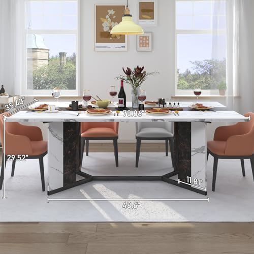 Luxurious 71" White Rectangular Dining Table for 8
