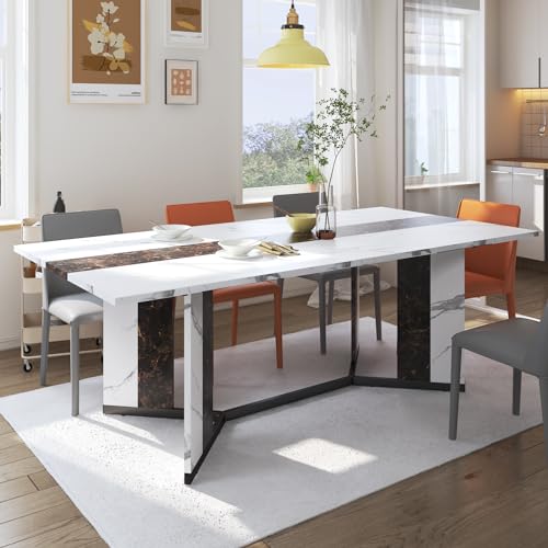 Luxurious 71" White Rectangular Dining Table for 8