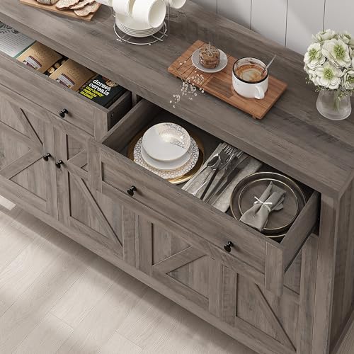 Modern Farmhouse 55" Buffet Sideboard Storage Cabinet