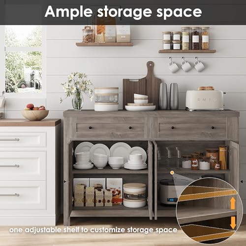 Modern Farmhouse 55" Buffet Sideboard Storage Cabinet