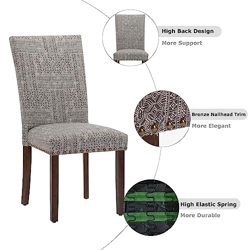 Boho Upholstered Parsons Dining Chairs Set of 4