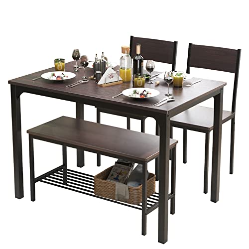 Rustic Oak 4-Piece Dining Table Set