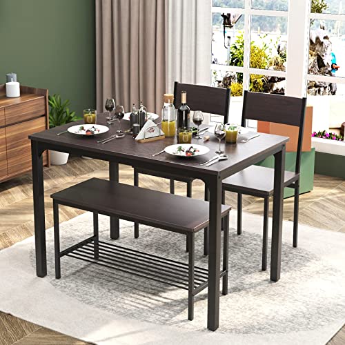 Rustic Oak 4-Piece Dining Table Set