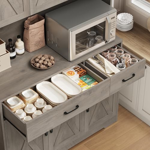 Ash Grey 71" Farmhouse Pantry Cabinet with Charging Station