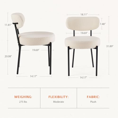 Beige Mid Century Modern Boucle Dining Chair Set